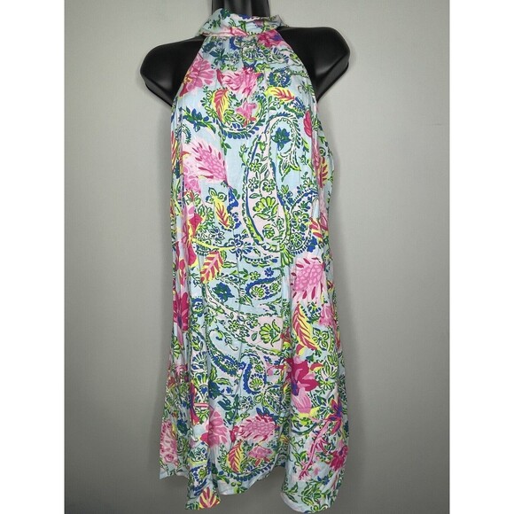 Andree by Unit Floral Paisley Halter High Neck Shift Dress Women's Size Small - Picture 1 of 9